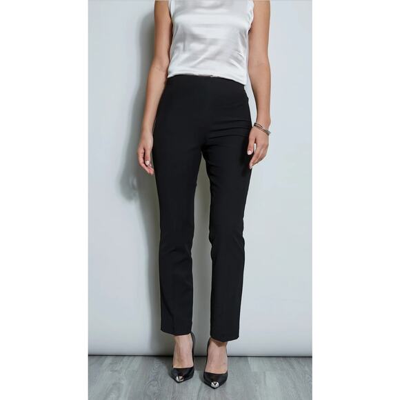 Tahari Black High Waist Straight Leg Size Zip Trouser Pant 6 - Picture 1 of 12